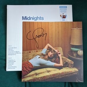 Taylor Swift Midnights Signed Vinyl Moonstone Blue In Hand with Heart